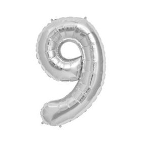 9 Rakamı Gümüş 40 cm Folyo Balon