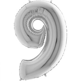 9 Rakamı Gümüş 40 cm Folyo Balon