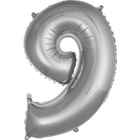 9 Rakamı Gümüş 40 cm Folyo Balon