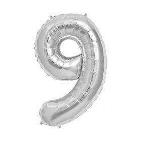 9 Rakamı Gümüş Folyo Balon