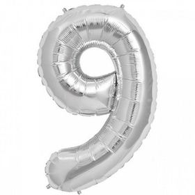 9 Rakamı Gümüş Folyo Balon