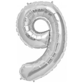 9 Rakamı Gümüş Folyo Balon