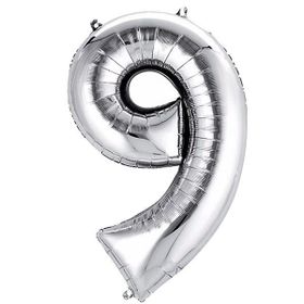 9 Rakamı Gümüş Folyo Balon