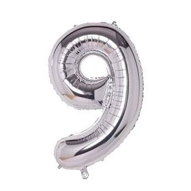 9 Rakamı Gümüş Folyo Balon