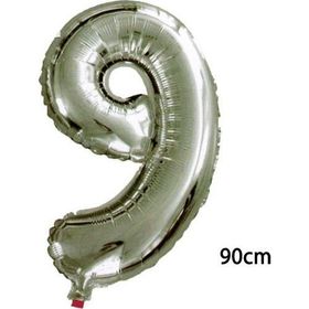 9 Rakamı Gümüş Folyo Balon
