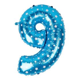 9 Rakamı Mavi 40 cm Folyo Balon