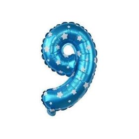 9 Rakamı Mavi 40 cm Folyo Balon