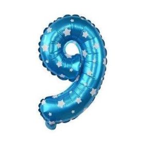 9 Rakamı Mavi 40 cm Folyo Balon