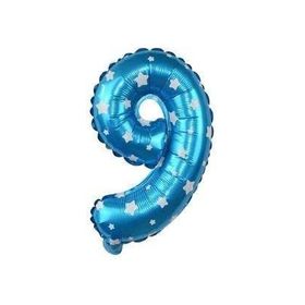 9 Rakamı Mavi 40 cm Folyo Balon