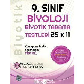 9. Sınıf Biyoloji 25 x 11 Biyotik Tarama Testleri-Biyotik Yayınları