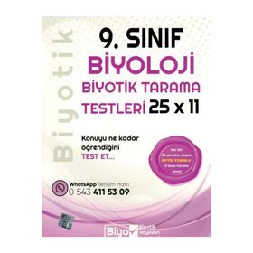 9. Sınıf Biyoloji 25 x 11 Biyotik Tarama Testleri-Biyotik Yayınları