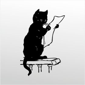 90 cm Gazete Okuyan Kedi Folyo Sticker