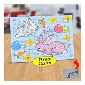 9058 Şirin Tavşanlar ve Sarı Kuşlar 99 Parça Puzzle Yapboz Tablo