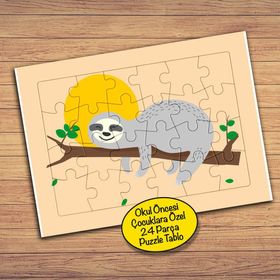 90PZ Ağaçtaki Sevimli Hayvan Çocuklara Özel Puzzle Yapboz Tablo