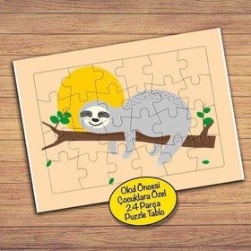 90PZ Ağaçtaki Sevimli Hayvan Çocuklara Özel Puzzle Yapboz Tablo