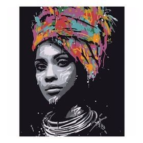 90x110 cm Afrikalı Güzel 1 Sayılarla Boyama Seti Rulo Duvar Sticker