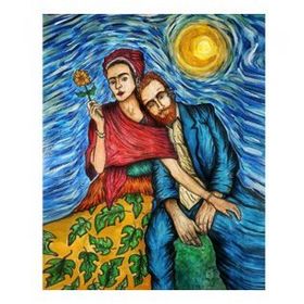 90x110 cm Frida ve Gogh Sayılarla Boyama Seti Çerçevesiz Duvar Sticker