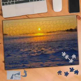 912 Kar ve Günbatımı Manzarası 240 Parça Puzzle Yapboz Tablo