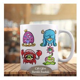 9170 Renkli Komik Canavarlar Baskılı Kupa Bardak