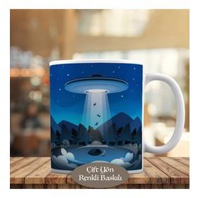 919826 Ufo Gemisine Işınlanan Hayvanlar Kupa Bardak