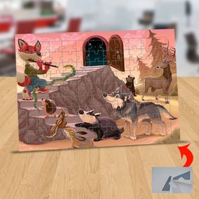 92 Hayvanları Flütle Toplayan Tilki 99 Parça Puzzle Yapboz Tablo