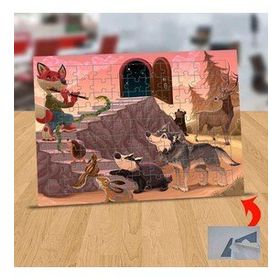 92 Hayvanları Flütle Toplayan Tilki 99 Parça Puzzle Yapboz Tablo