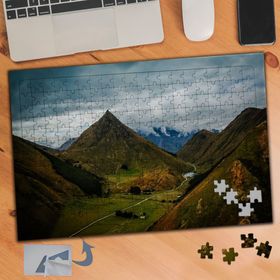 920 Dağlar Ve Köy Manzarası 240 Parça Puzzle Yapboz Tablo