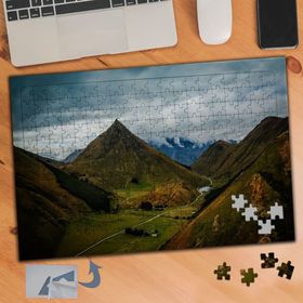 920 Dağlar Ve Köy Manzarası 240 Parça Puzzle Yapboz Tablo