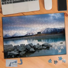 922 Karlı Dağlar Ve Deniz Manzarası 240 Parça Puzzle Yapboz Tablo