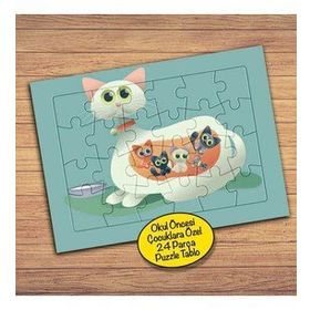 9243 Hamile Beyaz Kedi Çocuklara Özel Puzzle Yapboz Tablo
