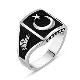 925 Ayar 2 Gümüş Ay Yıldızlı Yüzük