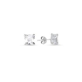 925 Ayar 6 mm Kare Form Zirkon Tektaş Küpe