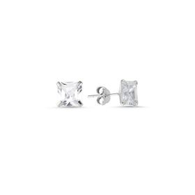 925 Ayar 6 mm Kare Form Zirkon Tektaş Küpe