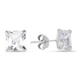 925 Ayar 6 mm Kare Form Zirkon Tektaş Küpe