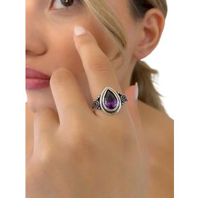 925 Ayar Ametist Taşlı Otantik Üst Kalite Gümüş Yüzük