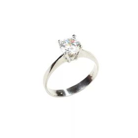925 Ayar Gümüş 0,90 Ct Görünümlü Tektaş Yüzük