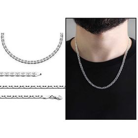 925 Ayar Gümüş 50 cm 120 Mikron Barlı Zincir Erkek Gümüş Kolye