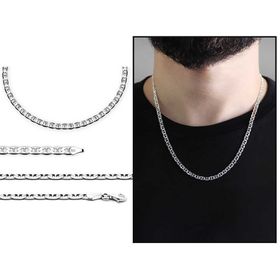 925 Ayar Gümüş 50 cm 120 Mikron Barlı Zincir Erkek Gümüş Kolye
