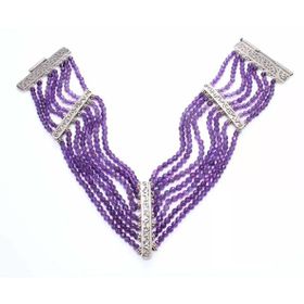 925 Ayar Gümüş Ametist Taşlı Choker Gerdanlık