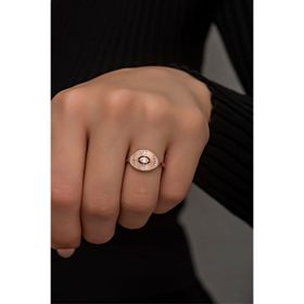 925 Ayar Gümüş Ayarlanabilir Zirkon Taşlı Rose Tasarım Yüzük