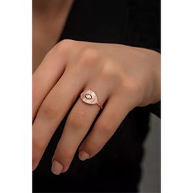 925 Ayar Gümüş Ayarlanabilir Zirkon Taşlı Rose Tasarım Yüzük