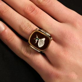925 Ayar Gümüş Bronz Karışımı Mevlana Figürlü Erkek Yüzük