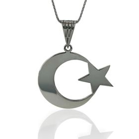 925 Ayar Gümüş Büyük Ay Yıldız 60 cm Uzun Zincir Kolye