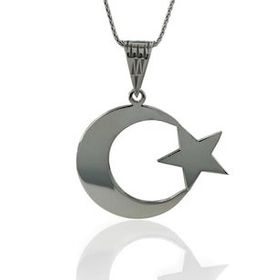 925 Ayar Gümüş Büyük Ay Yıldız 60 cm Uzun Zincir Kolye
