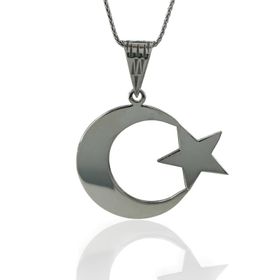 925 Ayar Gümüş Büyük Ay Yıldız 60 cm Uzun Zincir Kolye