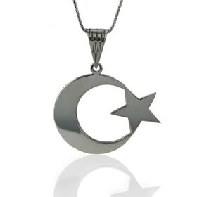 925 Ayar Gümüş Büyük Ay Yıldız 60 cm Uzun Zincir Kolye