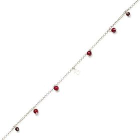 925 Ayar Gümüş Garnet Taşlı Harfli Halhal