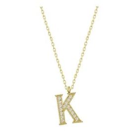 925 Ayar Gümüş Gold K Harfi Kadın Gümüş Kolye
