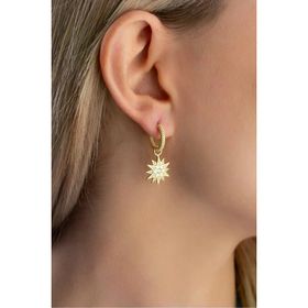 925 Ayar Gümüş Gold Kaplama 10 mm Sallantılı Yıldız Küpe