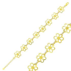 925 Ayar Gümüş Gold Sarı Papatya Bileklik